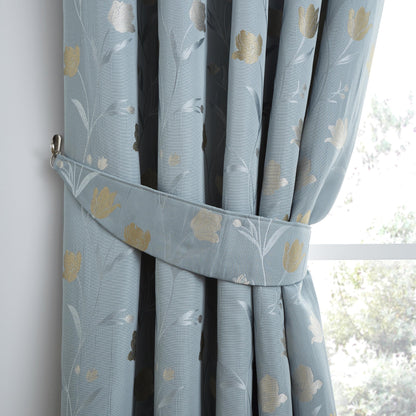 Juliette Pair Of Curtain Tiebacks by Curtina in Duckegg  26" x 4" - Pair Of Curtain Tiebacks - Curtina