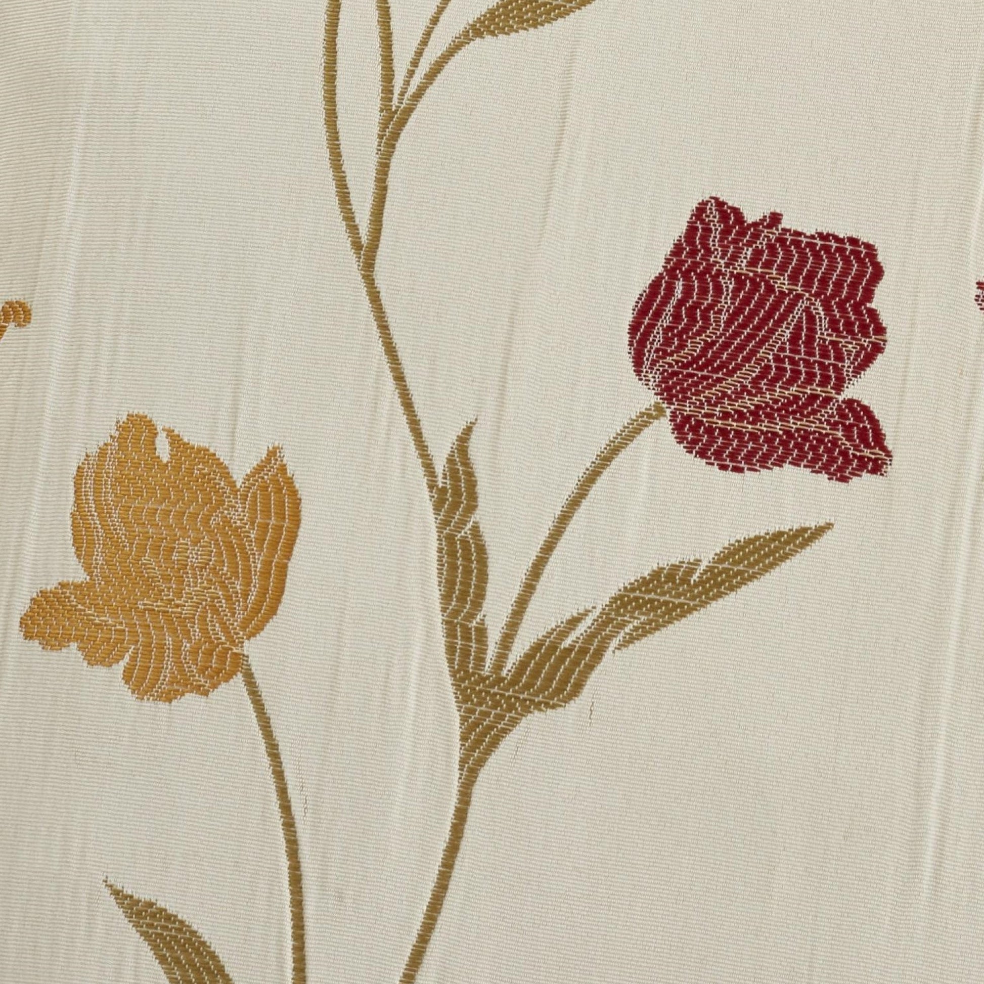 Juliette Pair of Pencil Pleat Curtains by Curtina in Natural & Red - Pair of Pencil Pleat Curtains - Curtina