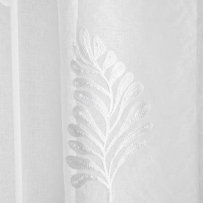 Leaf Embroidery Voile Panel in White