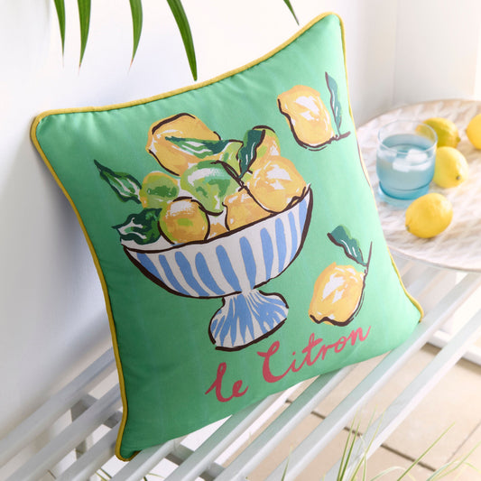 Lemon Fruit Bowl Outdoor Cushion in Multi 43 x 43cm