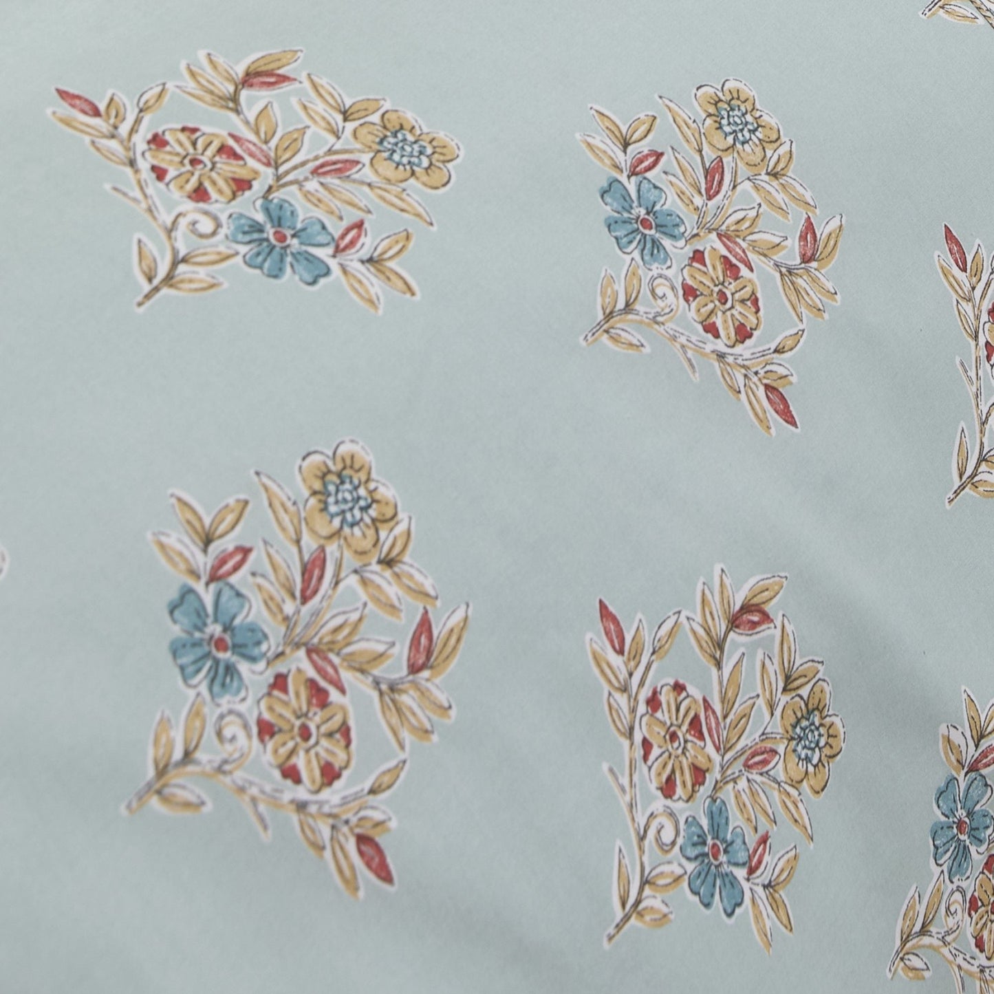 Lorena Patchwork Pair of Pencil Pleat Curtains With Tie-Backs by Dreams & Drapes Design in Duck Egg - Pair of Pencil Pleat Curtains With Tie-Backs - Dreams & Drapes Design