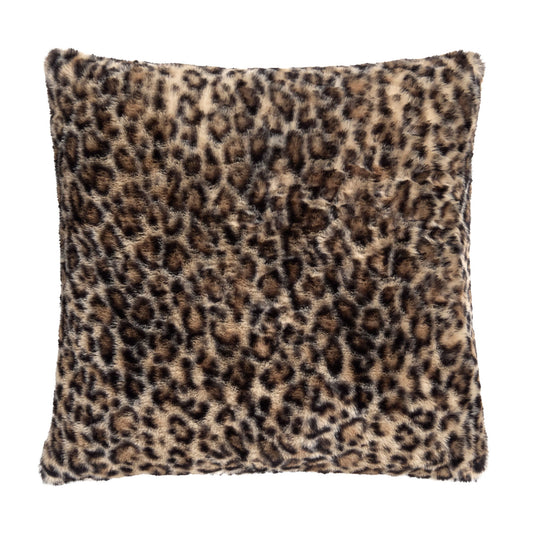 Leopard Faux Fur Cushion in Natural 43 x 43cm - Cushion - Fusion