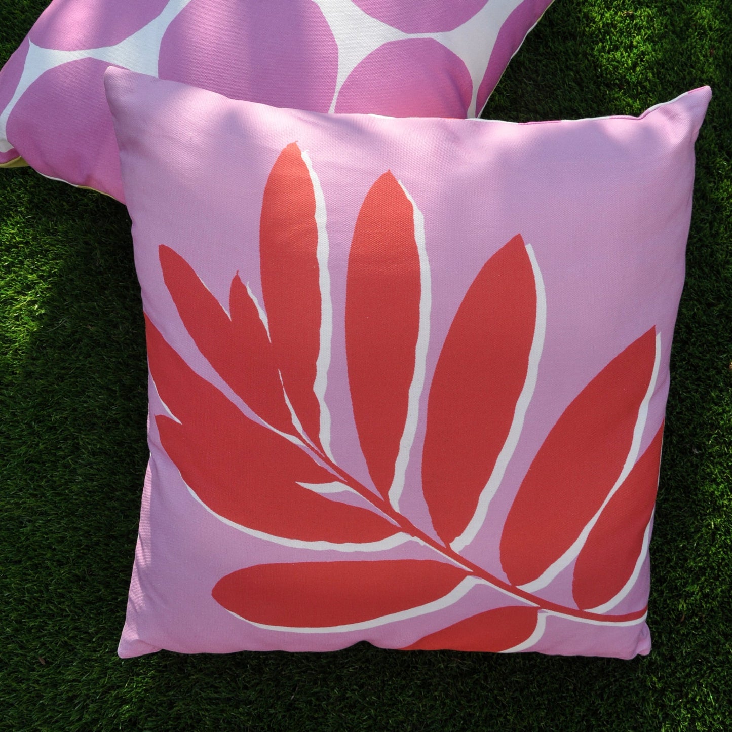 Leaf Print Filled Cushion by Fusion in Pink 43 x 43cm - Filled Cushion - Fusion