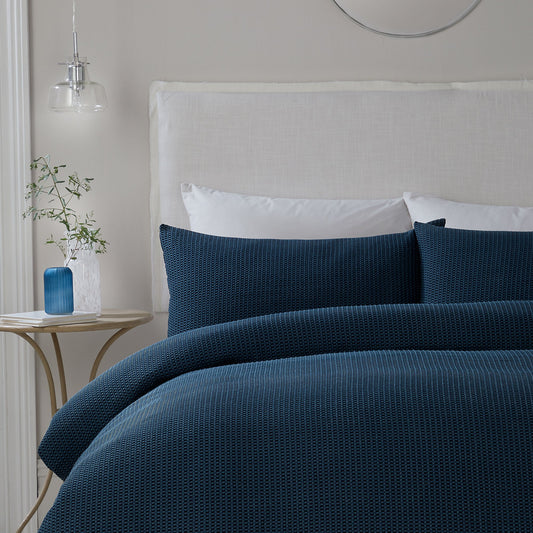 Lindly Duvet Cover Set by Serene in Navy - Duvet Cover Set - Serene