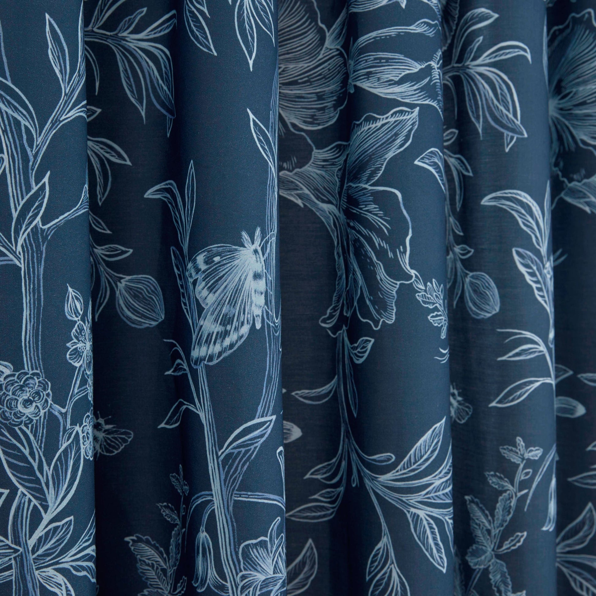 Lorie Pair of Pencil Pleat Curtains With Tie-Backs by Dreams & Drapes Design in Blue - Pair of Pencil Pleat Curtains With Tie-Backs - Dreams & Drapes Design