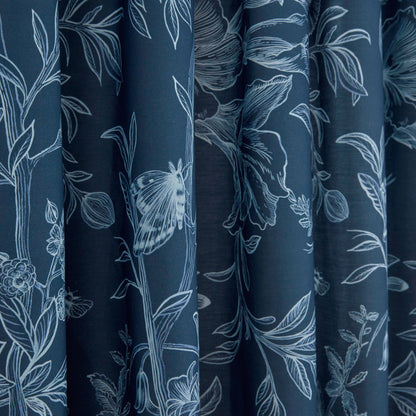 Lorie Pair of Pencil Pleat Curtains With Tie-Backs by Dreams & Drapes Design in Blue - Pair of Pencil Pleat Curtains With Tie-Backs - Dreams & Drapes Design
