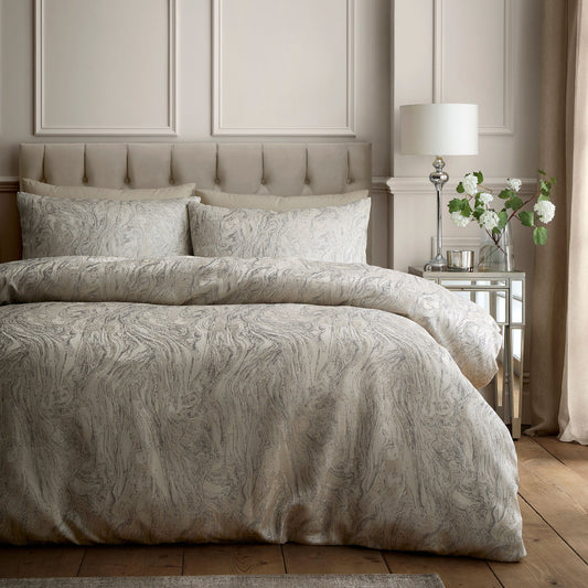 Marble Jacqaurd Duvet Cover Set in Natural - Duvet Cover Set - Soiree