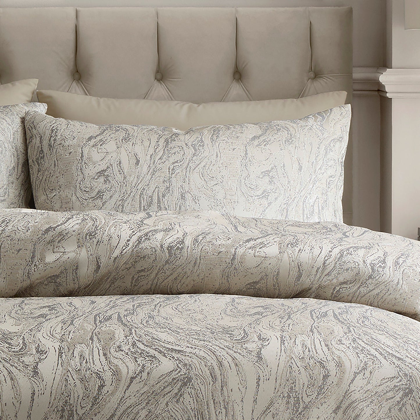 Marble Jacqaurd Duvet Cover Set in Natural - Duvet Cover Set - Soiree