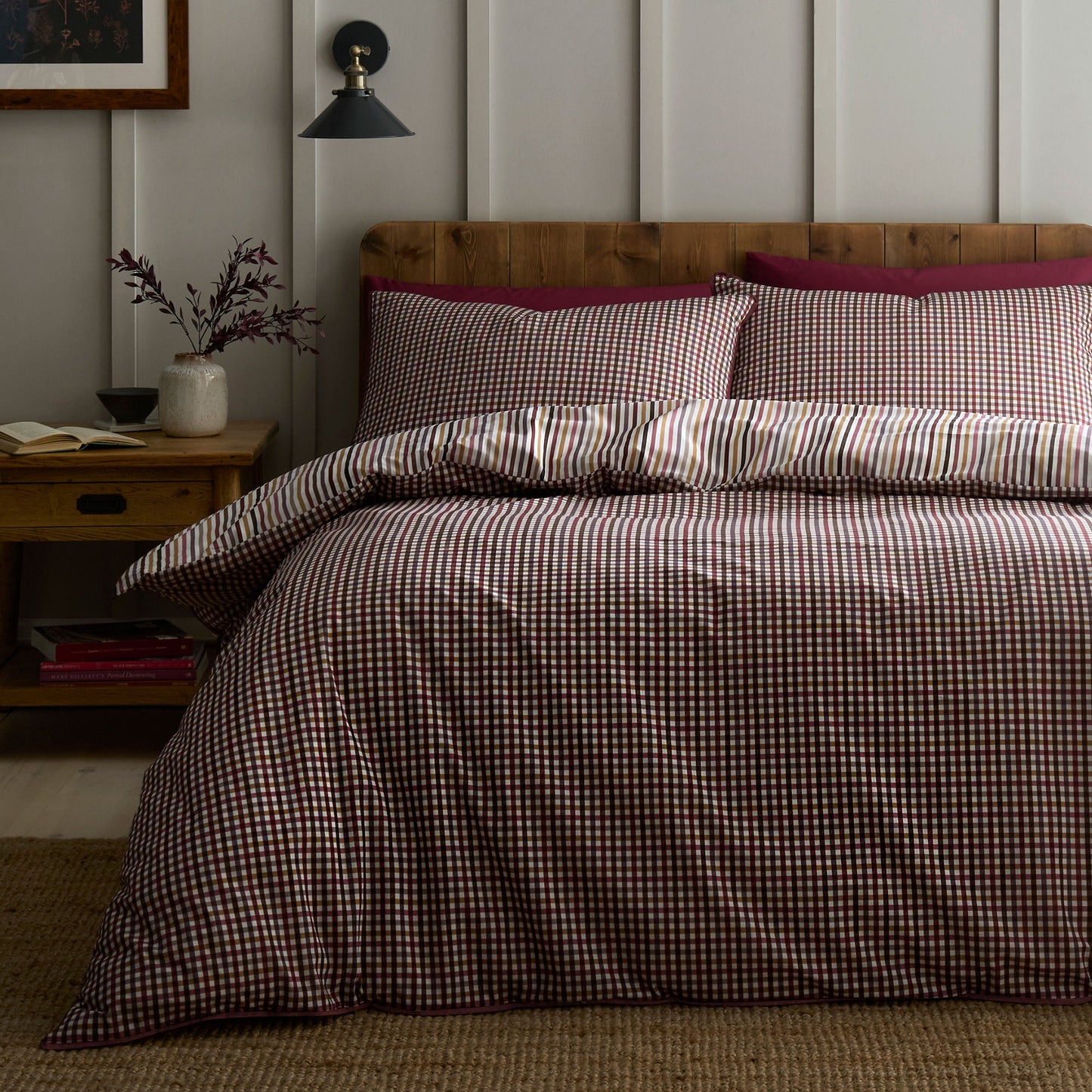 Micro Check Duvet Cover Set in Berry - Duvet Cover Set - Appletree