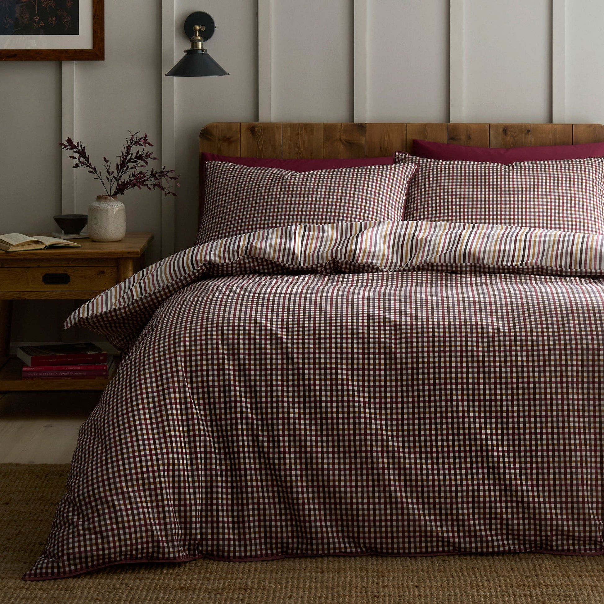 Micro Check Duvet Cover Set in Berry - Duvet Cover Set - Appletree