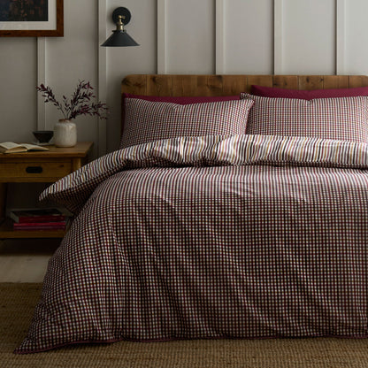 Micro Check Duvet Cover Set in Berry - Duvet Cover Set - Appletree