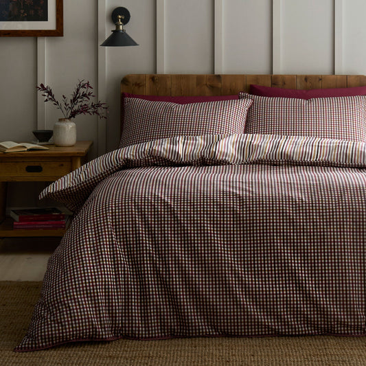 Micro Check Duvet Cover Set in Berry - Duvet Cover Set - Appletree