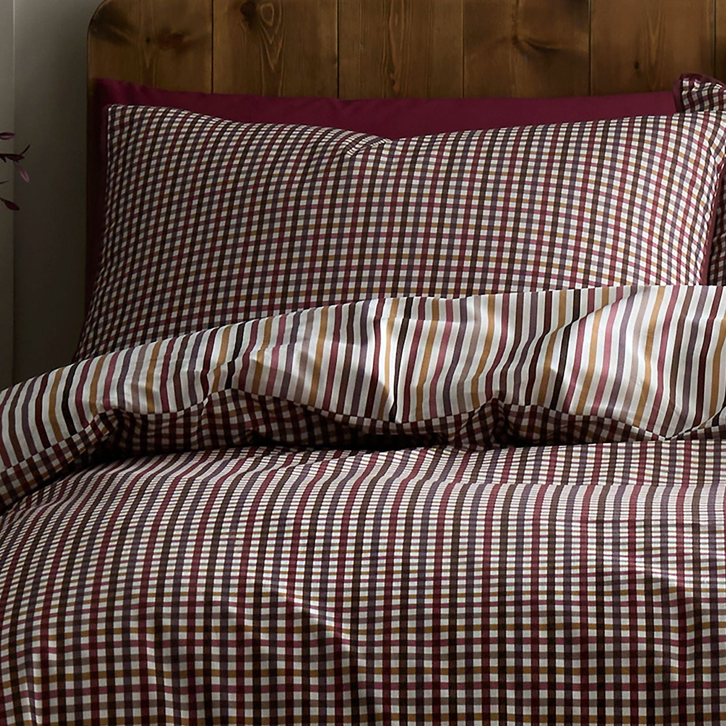 Micro Check Duvet Cover Set in Berry - Duvet Cover Set - Appletree