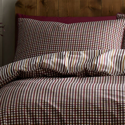 Micro Check Duvet Cover Set in Berry - Duvet Cover Set - Appletree