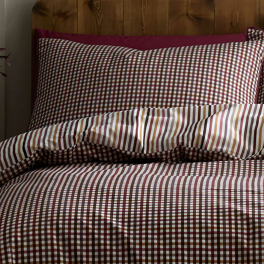Micro Check Duvet Cover Set in Berry - Duvet Cover Set - Appletree