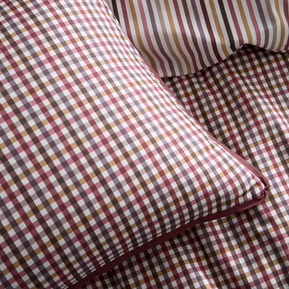 Micro Check Duvet Cover Set in Berry - Duvet Cover Set - Appletree