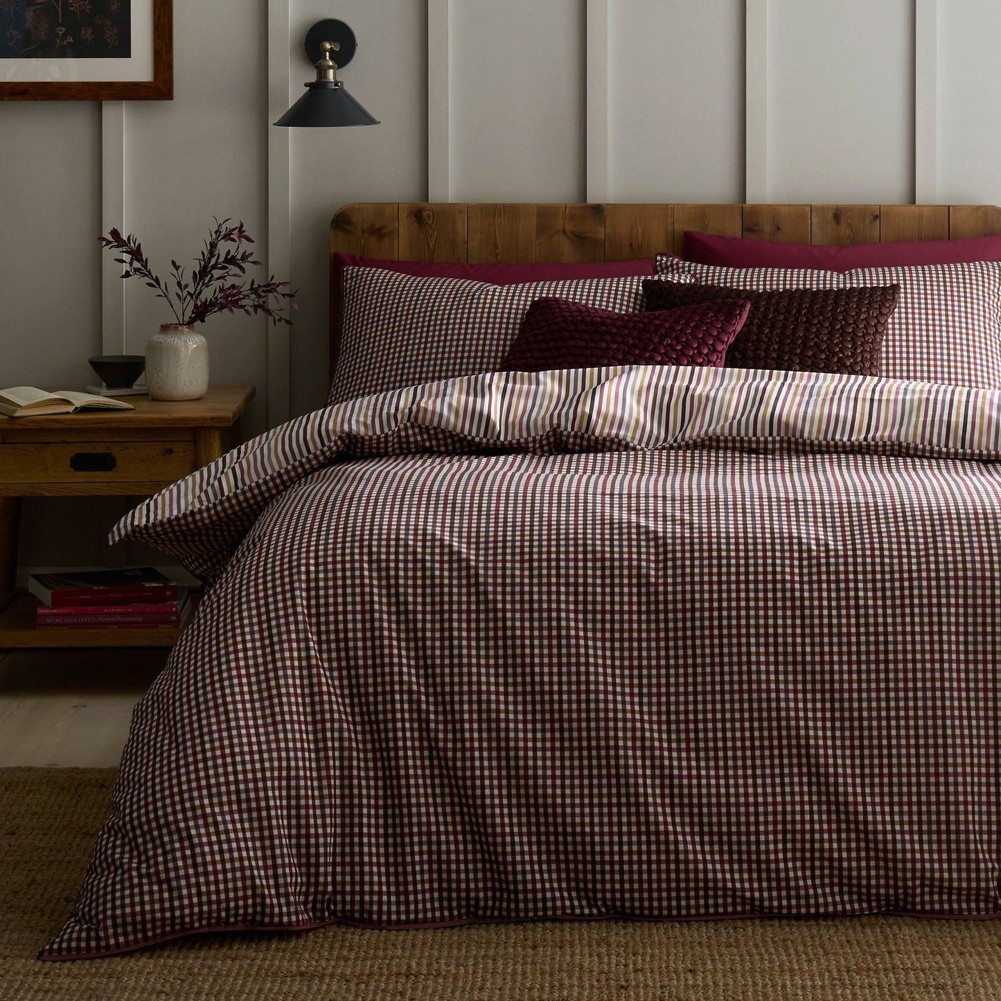Micro Check Duvet Cover Set in Berry - Duvet Cover Set - Appletree