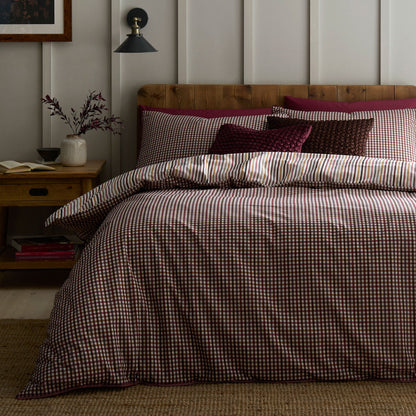 Micro Check Duvet Cover Set in Berry - Duvet Cover Set - Appletree
