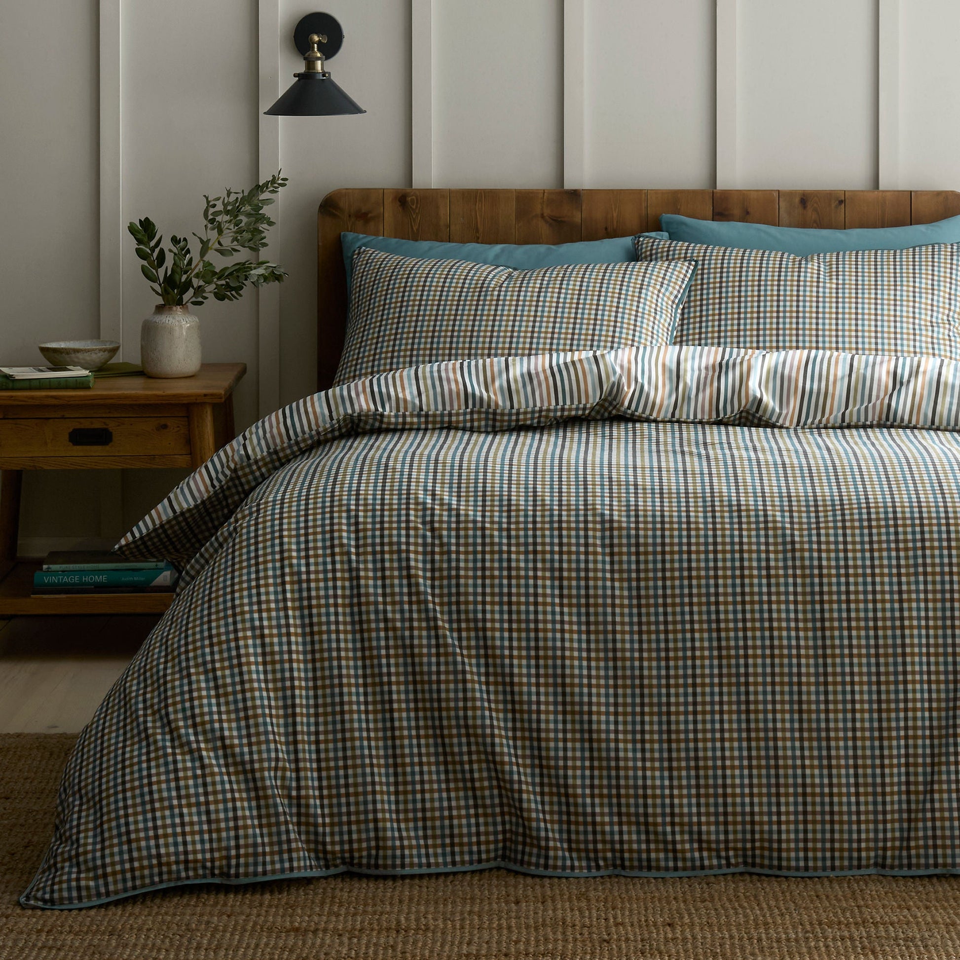 Micro Check Duvet Cover Set in Green - Duvet Cover Set - Appletree
