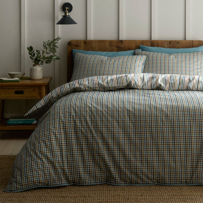Micro Check Duvet Cover Set in Green - Duvet Cover Set - Appletree
