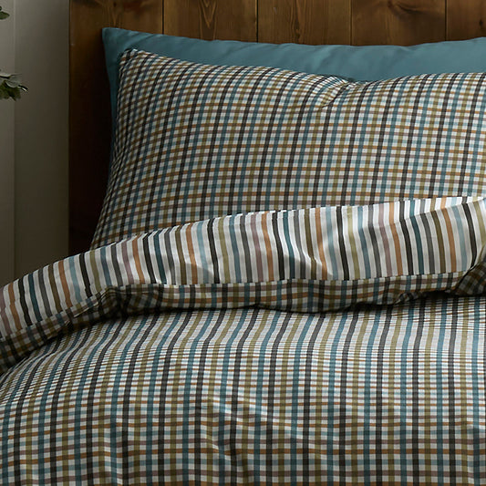 Micro Check Duvet Cover Set in Green - Duvet Cover Set - Appletree
