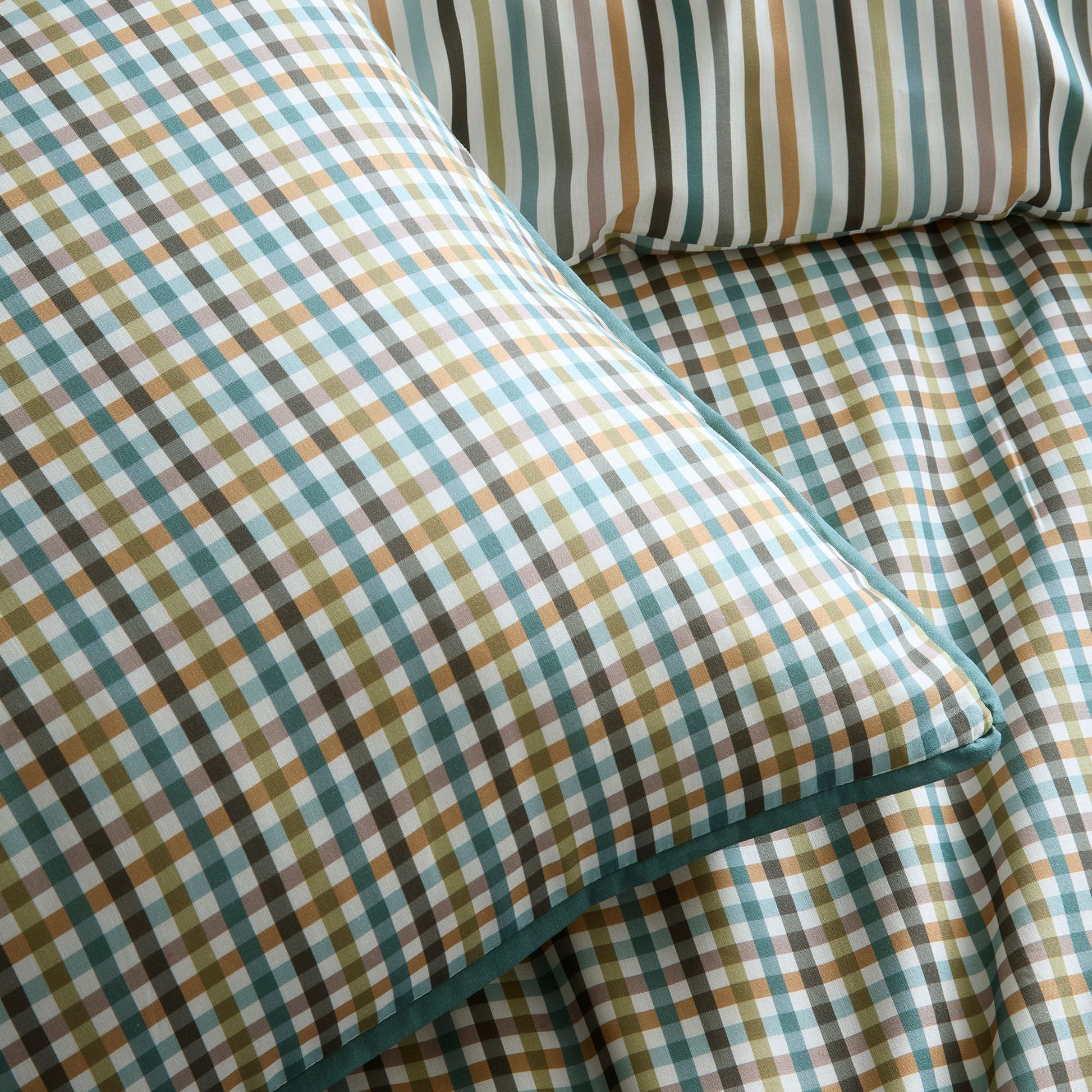 Micro Check Duvet Cover Set in Green - Duvet Cover Set - Appletree