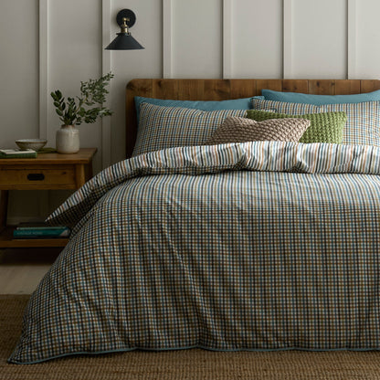 Micro Check Duvet Cover Set in Green - Duvet Cover Set - Appletree