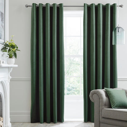 Montrose Pair of Eyelet Curtains by Laurence Llewelyn-Bowen in Bottle Green - Pair of Eyelet Curtains - Laurence Llewelyn-Bowen