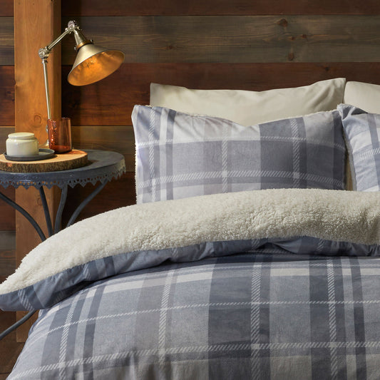 Mulford Check Duvet Cover Set by Fusion Snug in Grey - Duvet Cover Set - Fusion Snug