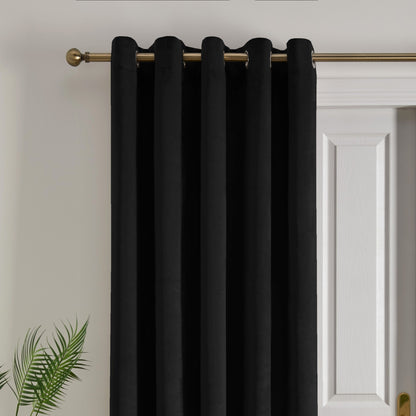 Montrose Eyelet Single Panel Door Curtain by Laurence Llewelyn-Bowen in Black - Eyelet Single Panel Door Curtain - Laurence Llewelyn-Bowen