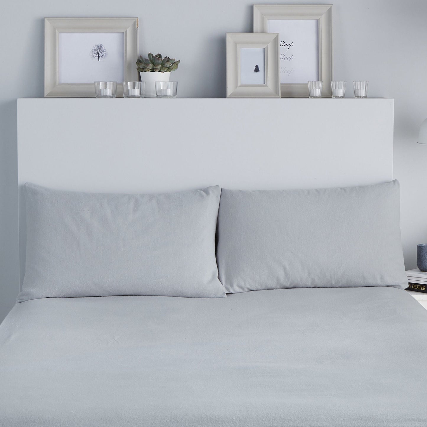 Brushed Bedding Pair of Pillowcases by Fusion in Silver 50 x 75cm Housewife - Pair of Pillowcases - Fusion