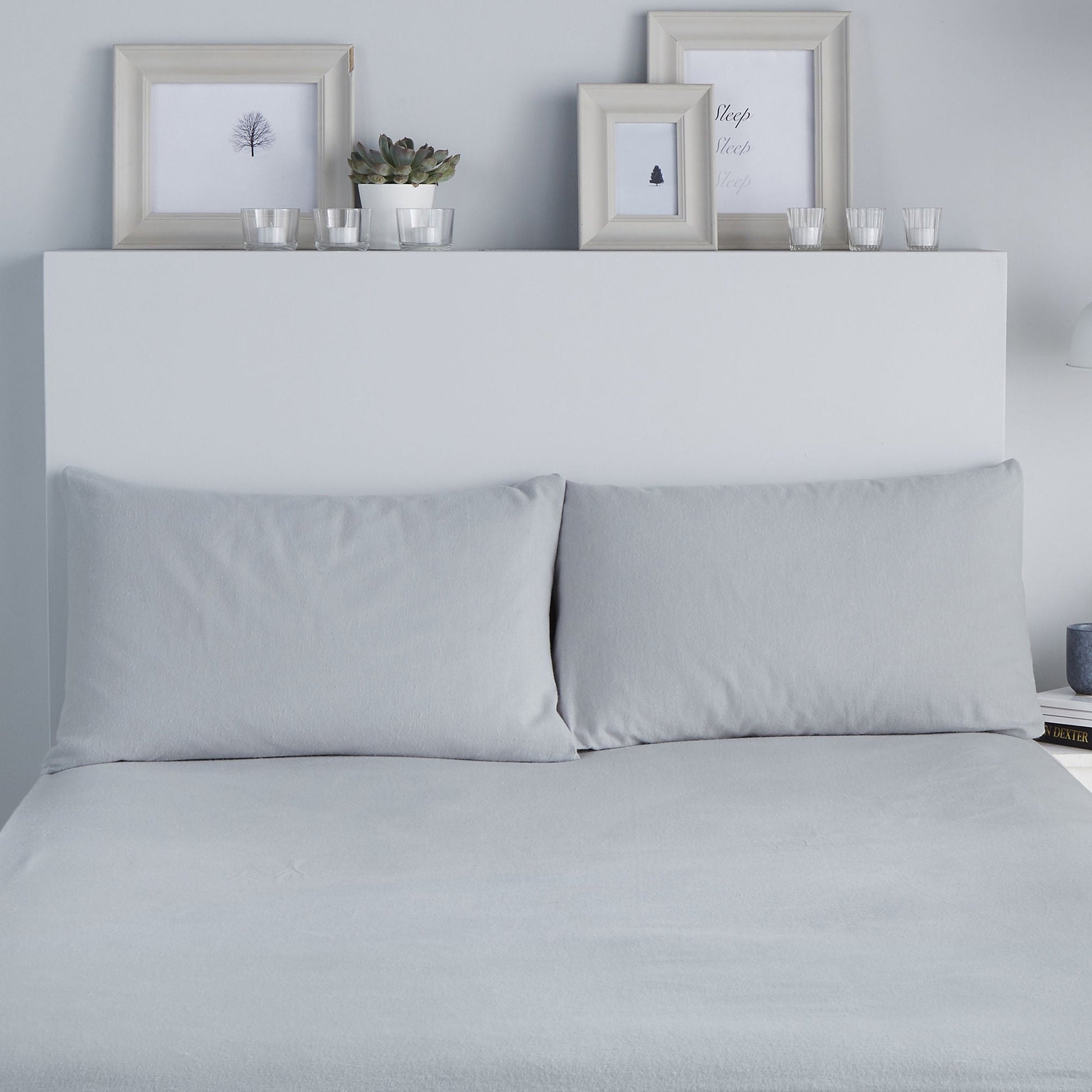 Brushed Bedding Pair of Pillowcases by Fusion in Silver 50 x 75cm Housewife - Pair of Pillowcases - Fusion