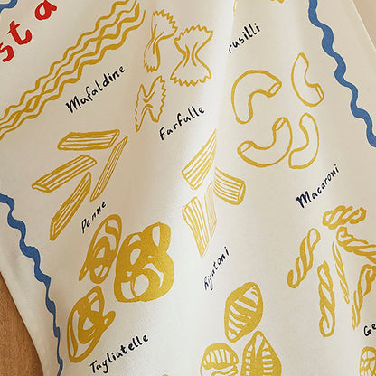 Pasta Lovers Club Guide Cotton Tea Towel in Yellow