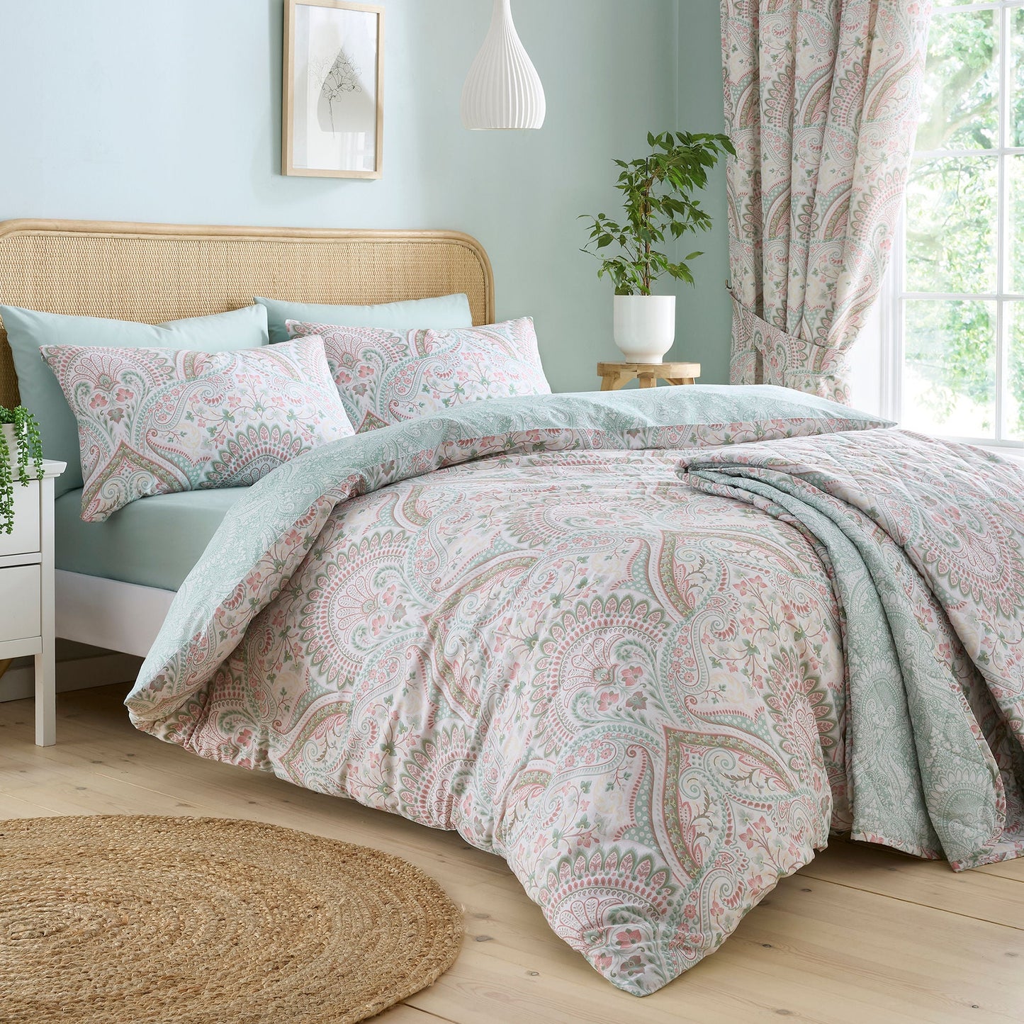 Palais Duvet Cover Set by Dreams & Drapes Design in Green - Duvet Cover Set - Dreams & Drapes Design