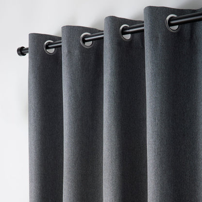 Plain Twill Pair of Eyelet Curtains in Charcoal - Pair of Eyelet Curtains - Curtina