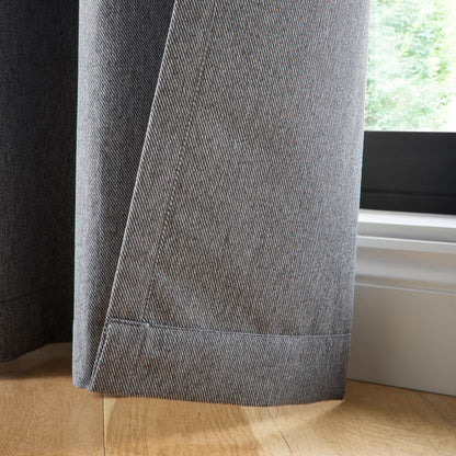 Plain Twill Pair of Eyelet Curtains in Charcoal - Pair of Eyelet Curtains - Curtina