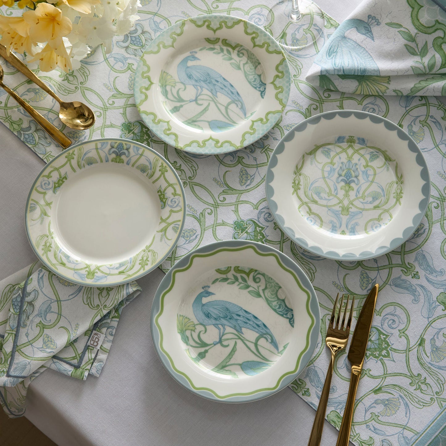 Palm Court Porcelain Side Plates 4 Pack in Multicolour - Side Plate (4 Pack) - Laurence Llewelyn-Bowen