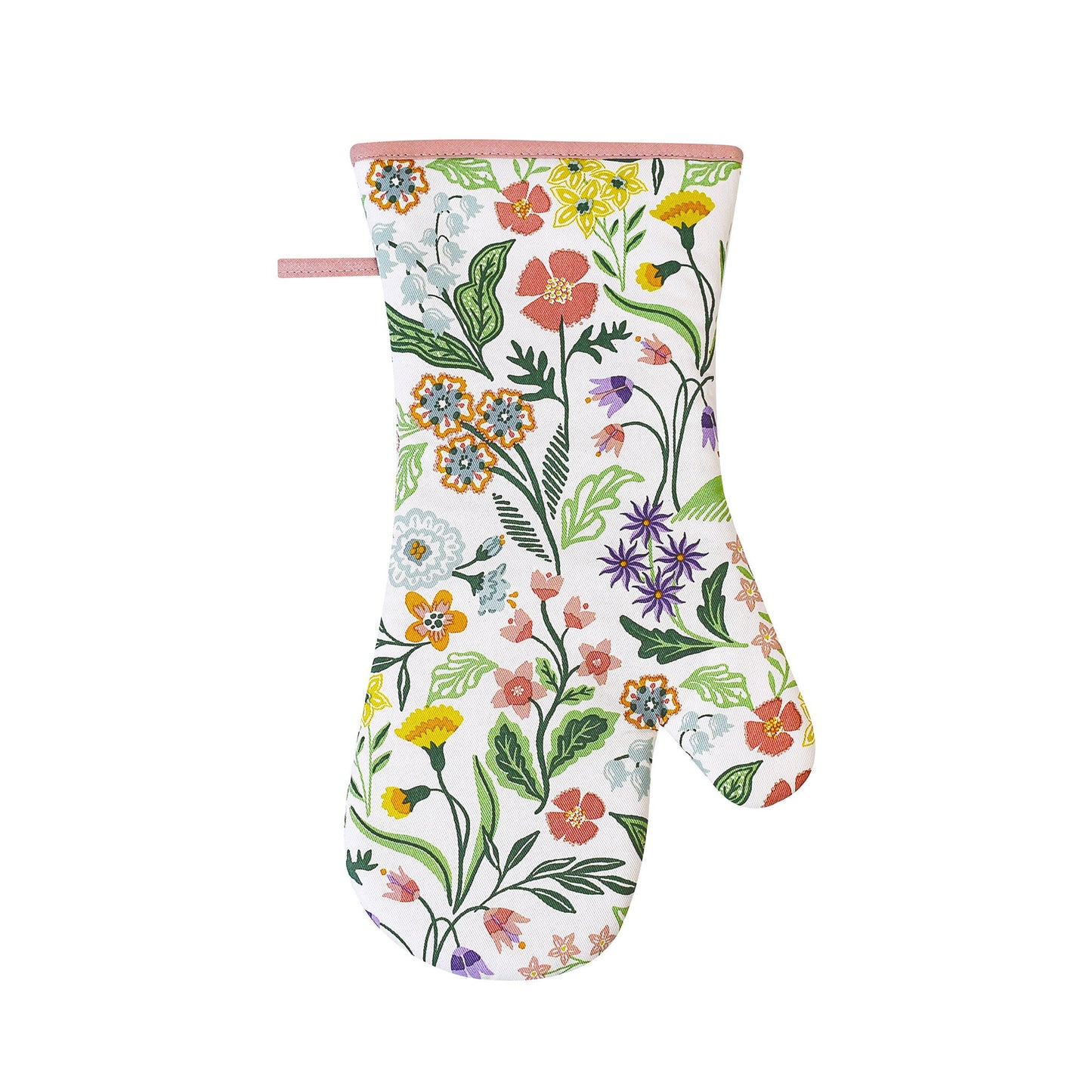 Petals & Prose Gauntlet Oven Glove in Pink