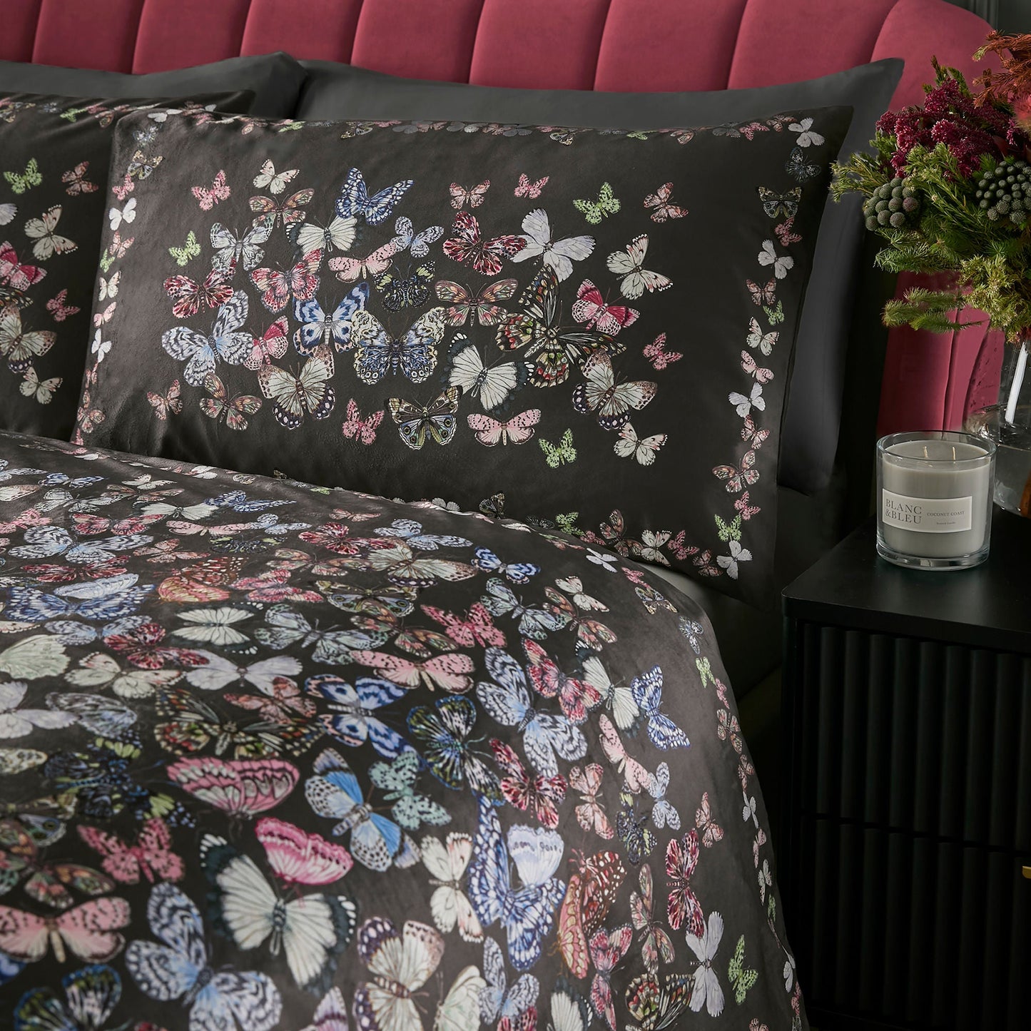 Papillon Duvet Cover Set in Charcoal - Duvet Cover Set - Soiree