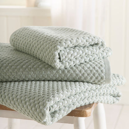 Popcorn Check Towels in Green