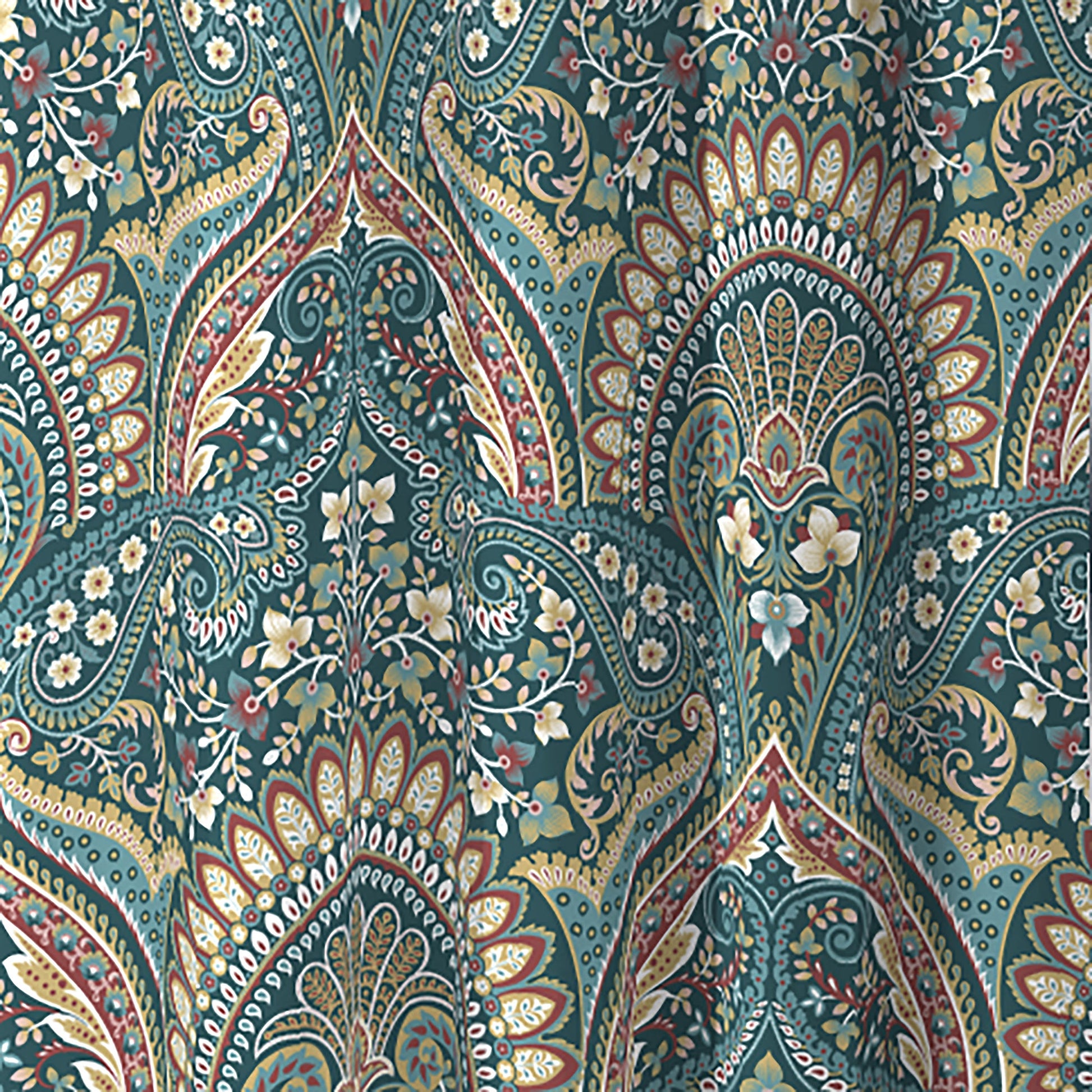 Palais Pair of Pencil Pleat Curtains With Tie-Backs by Dreams & Drapes Design in Teal - Pair of Pencil Pleat Curtains With Tie-Backs - Dreams & Drapes Design