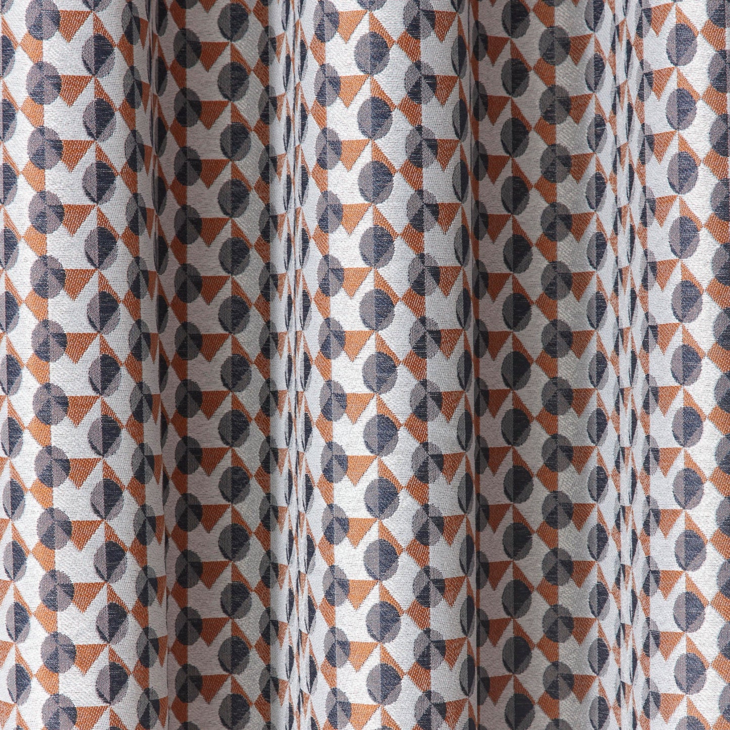 Prado Pair of Eyelet Curtains by Fusion in Grey/Terracotta - Pair of Eyelet Curtains - Fusion
