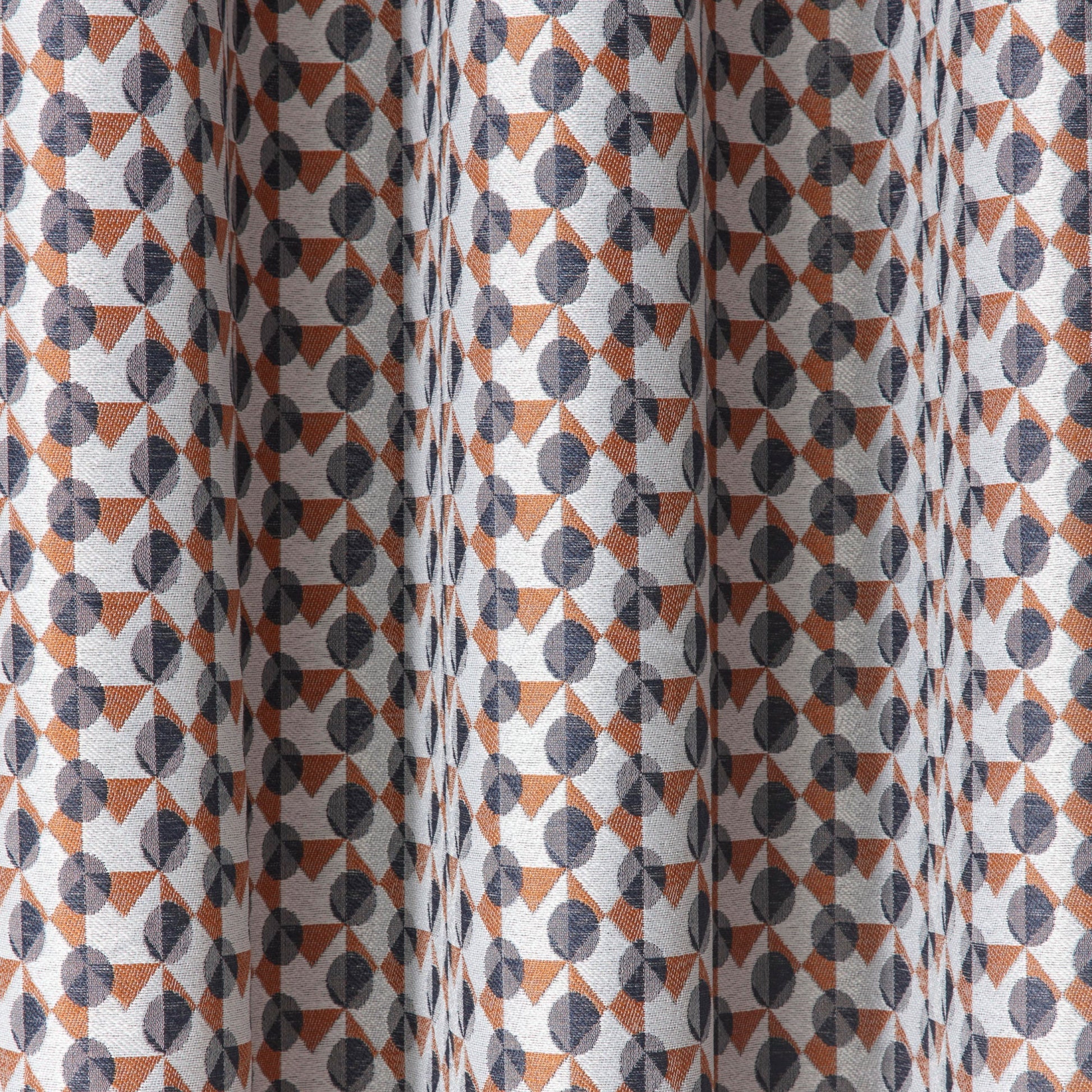 Prado Pair of Eyelet Curtains by Fusion in Grey/Terracotta - Pair of Eyelet Curtains - Fusion
