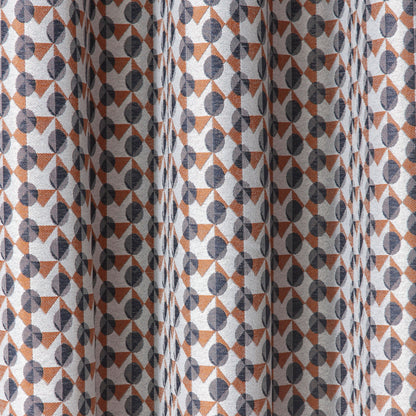 Prado Pair of Eyelet Curtains by Fusion in Grey/Terracotta - Pair of Eyelet Curtains - Fusion
