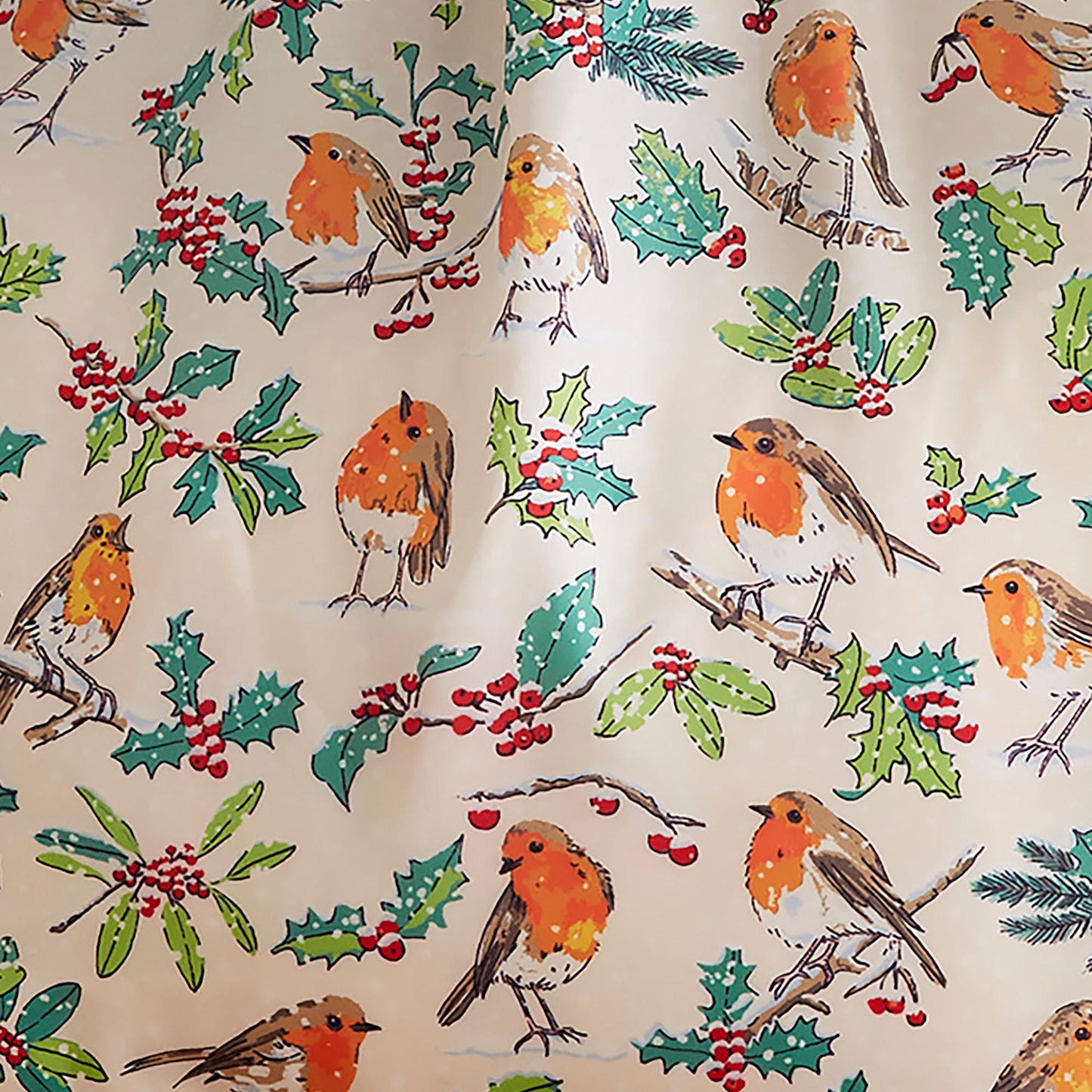 Christmas Robins Foldable Tote Bag Medium in Green