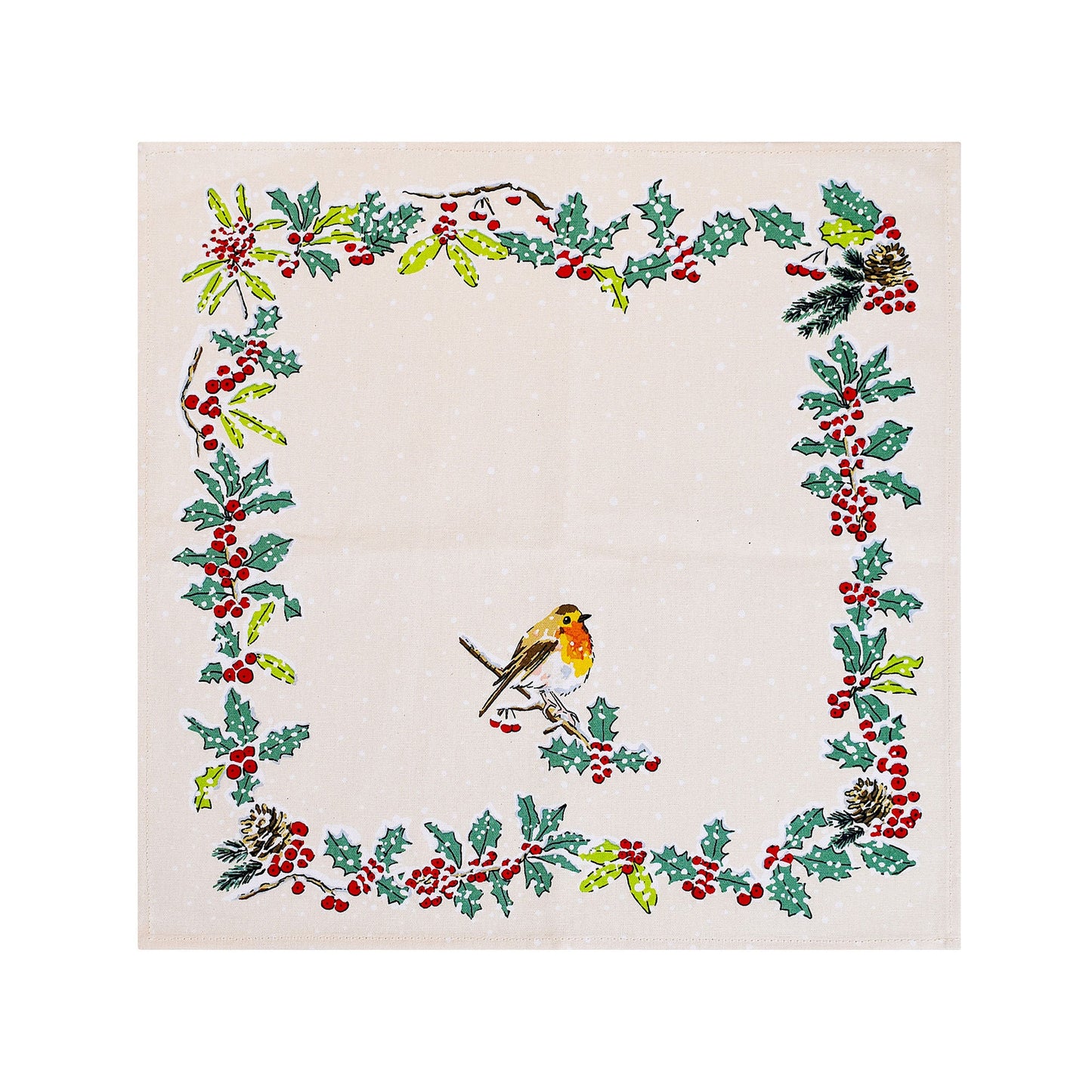 Christmas Robins Napkins 2 Pack in Green