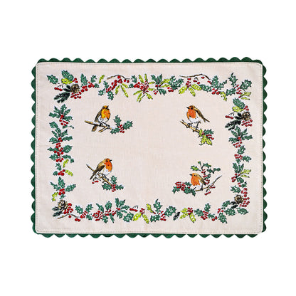 Christmas Robins Cotton Placemats 2 Pack in Green