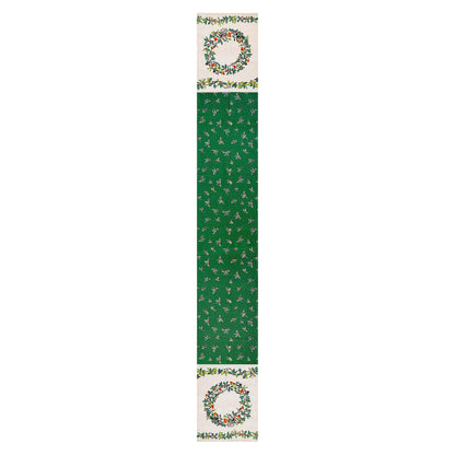 Christmas Robins Table Runner in Green