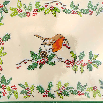 Christmas Robins Scatter Tray in Green
