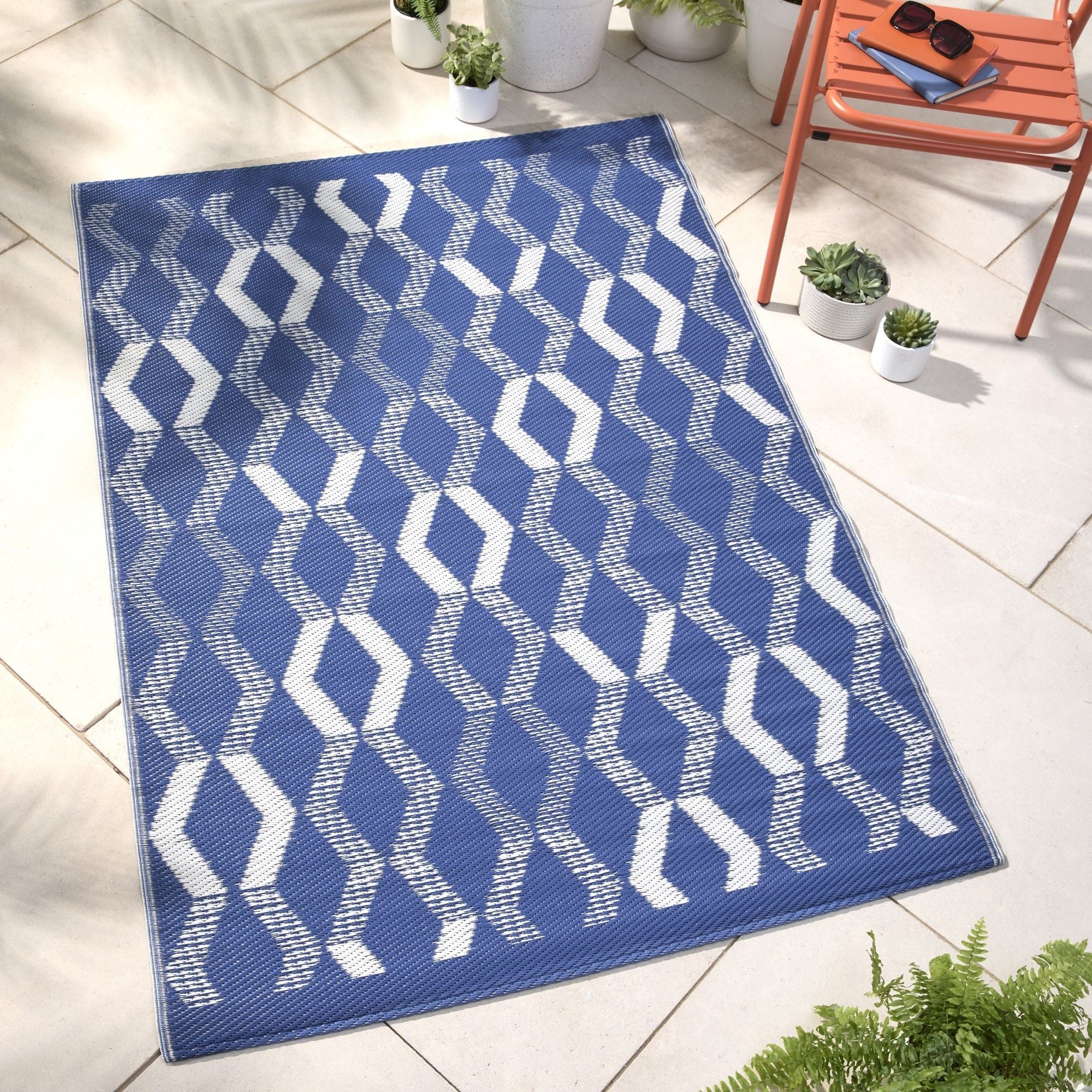 Rico Outdoor Outdoor Rug by Fusion in Blue 120 x 170cm - Outdoor Rug - Fusion